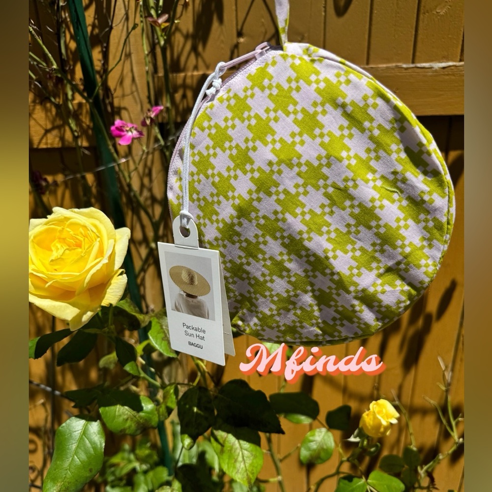 Baggu packable Sun hat NWT Packable Sun Hat Pink Pistachio Pixel Gingham